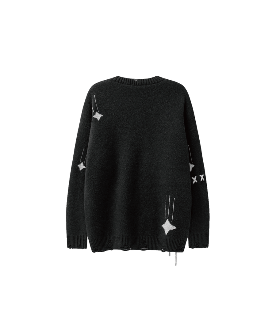 Fringe Star Embroidery Sweater