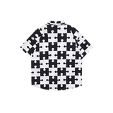 Puzzle Pattern Contrast Shirt