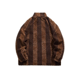 Faux Fur Stripe Pattern Coat
