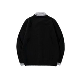 Fake Two Stripe Shirt Patchwork Caridgan