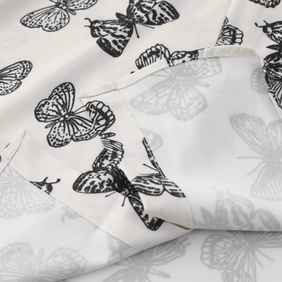 Рубашка с коротким рукавом и монохромным узором бабочки