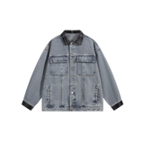 Check Stitching Denim Jacket