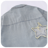 Tassel Star Patch Embroidered Denim Shirt