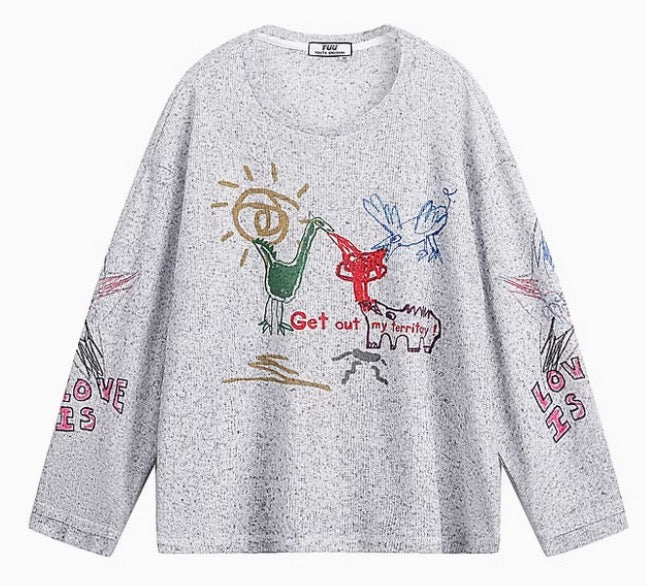 Cheerful Graffiti Long Sleeve Shirt