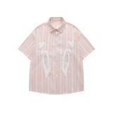 Stripe Lace Corn Appliqué Shirt
