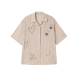 Emboss Print Pink Shirt