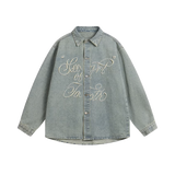 Pearl Letter Denim Shirt
