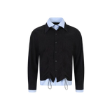 Fake Two Drawstring Shirt Jacket