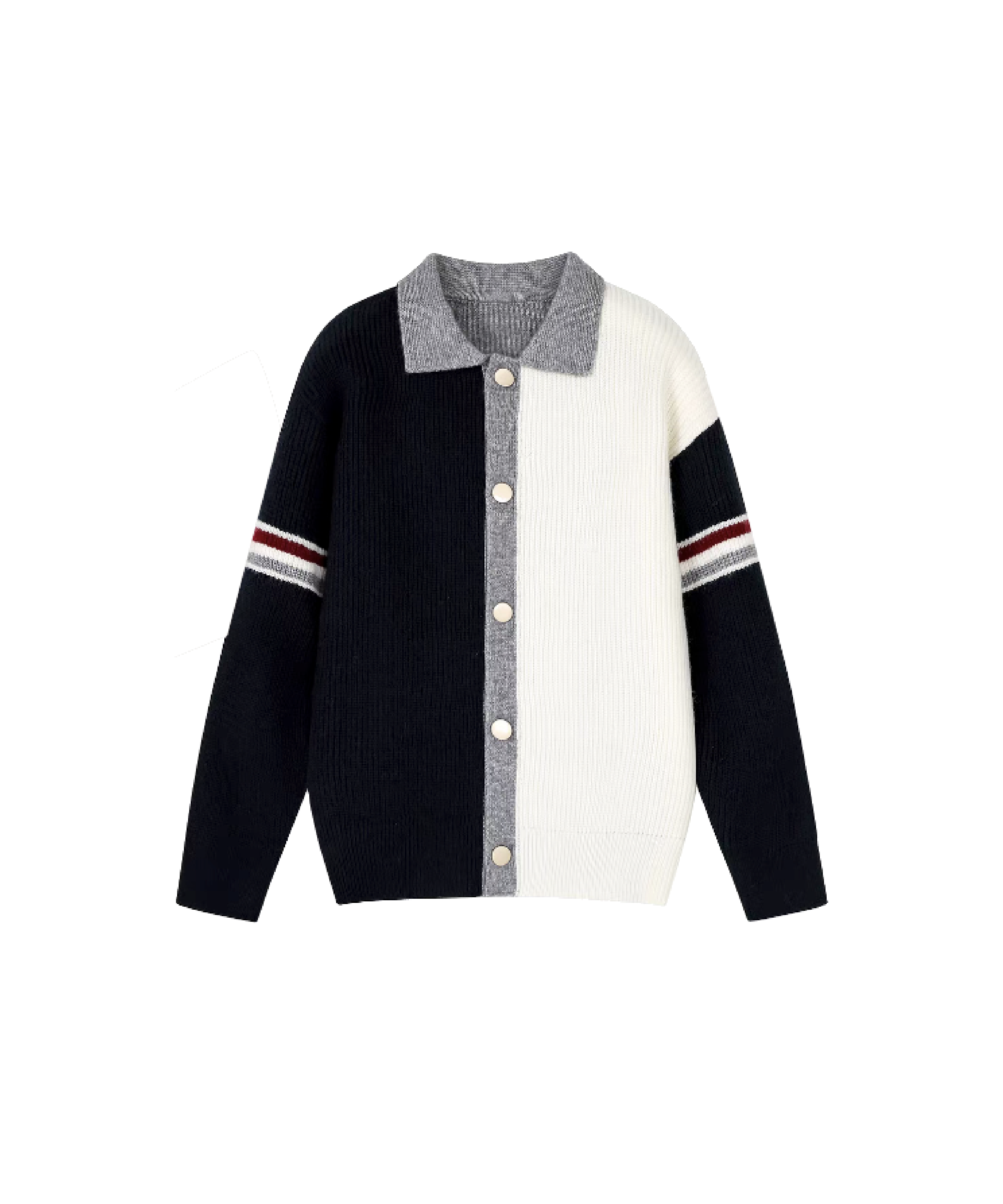 Contrast Color Lapel Cardigan