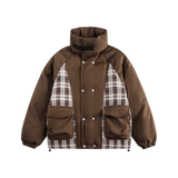 Stand Collar Check Docking Down Jacket