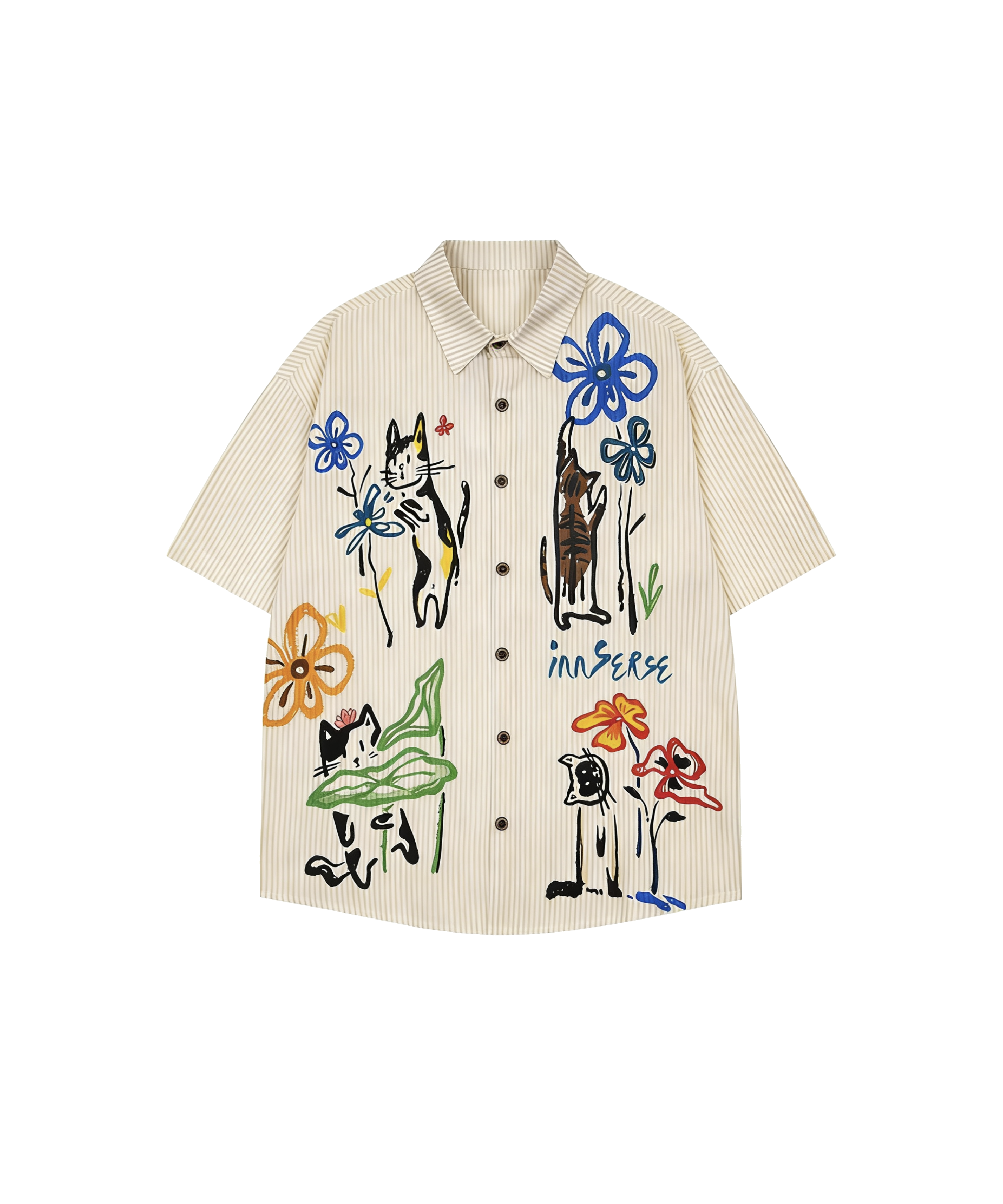 Cheerful Cat Print Shirt