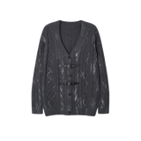 Relaxed PU Belt Jeresy Cardigan