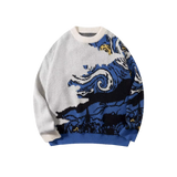 Abstract Blue Motif Sweater