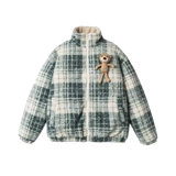 Toy Bear Applique Check Down Jacket