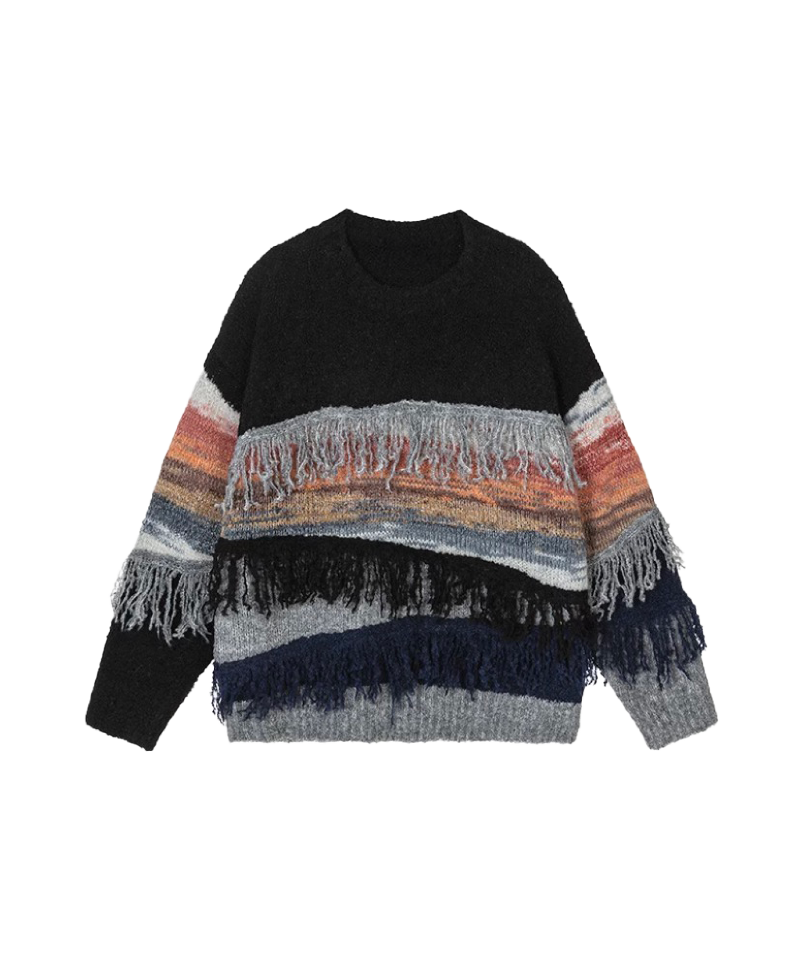 Fringe Layered Jeresy Sweater