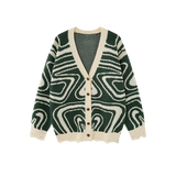 Geometric Wave Jacquard Cardigan