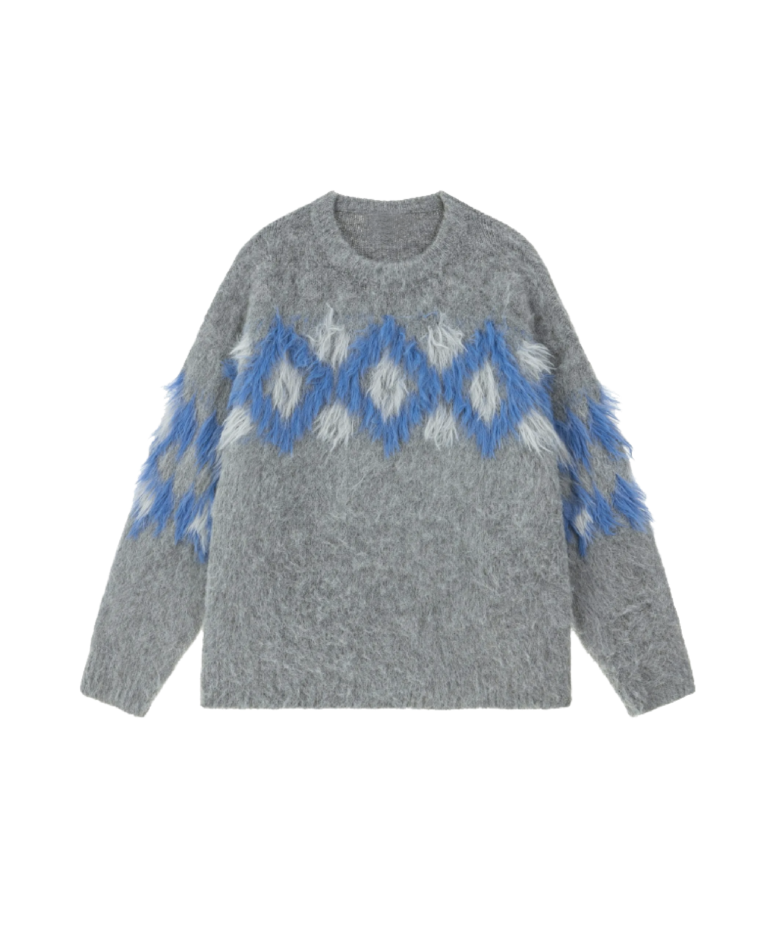 Fur Argyle Pattern Sweater