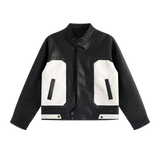 Contrast White Block PU Jacket