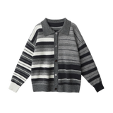 Multiple Stripe Polo Cardigan