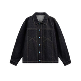 Turquoise Blue Button Washed Denim Jacket