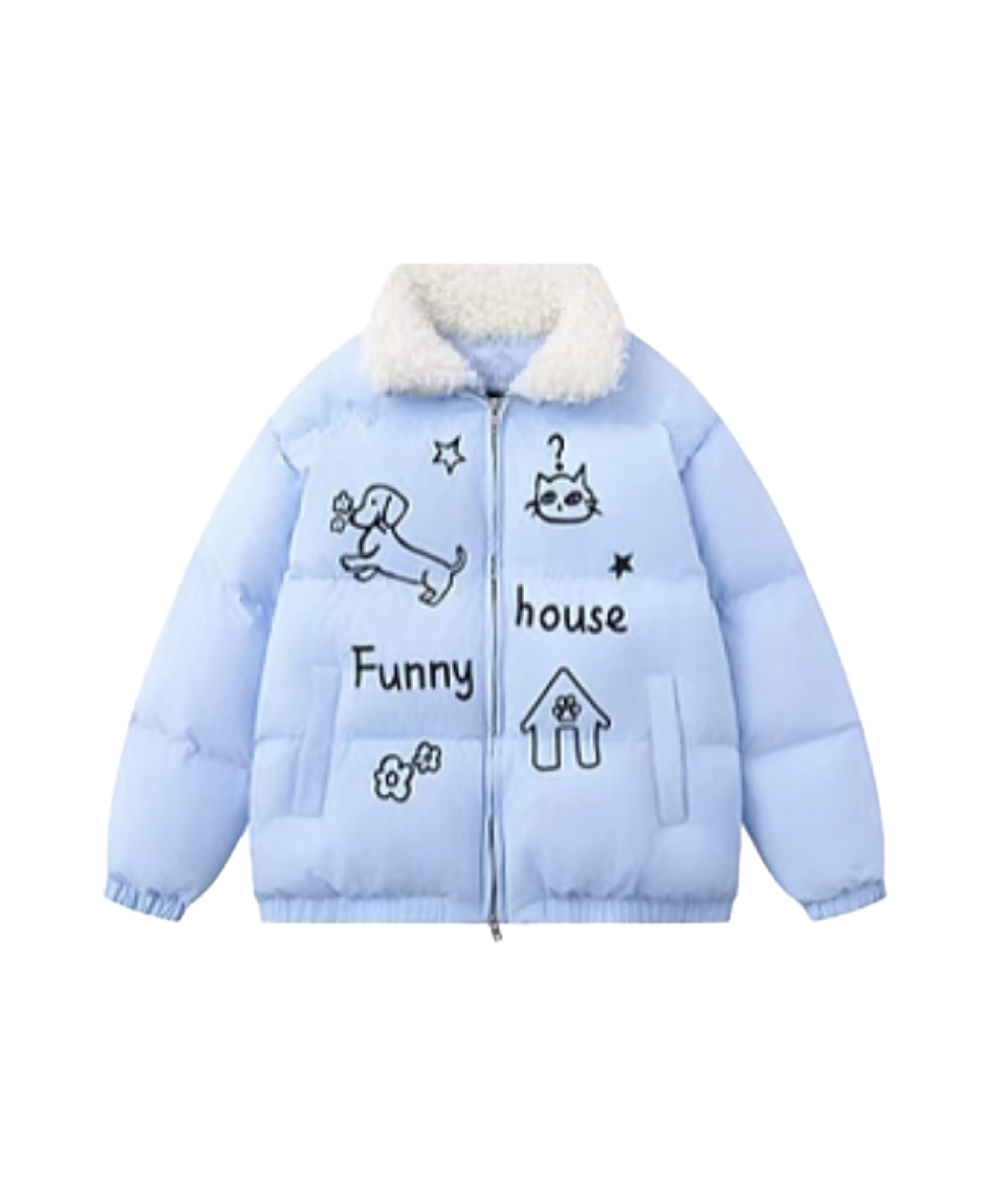 Funny Animal Sketch Down Coat