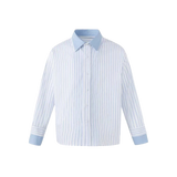 Contrast Collar Cuff Pinstripe Shirt