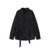 Belted Vertical Stripe Shirt