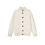 Speckled Popcorn Knit Stand Collar Cardigan