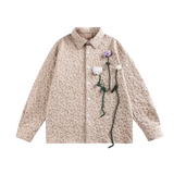 Flower Applique Emboss Shirt