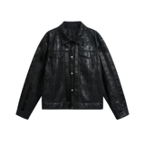 Crack Texture Faux Leather Jacket