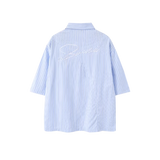 Embroidery Letter Stripe Shirt