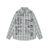 Vintage Distressed Stamp Letter Check Shirt