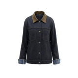 Lapel Check Stitching Denim Jacket