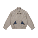 Plaid Contrast Pocket Short Bomber Jacket