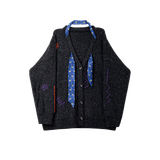 Speckled Marled Cardigan with Scarf Tie