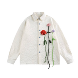 Flower Applique Emboss Shirt