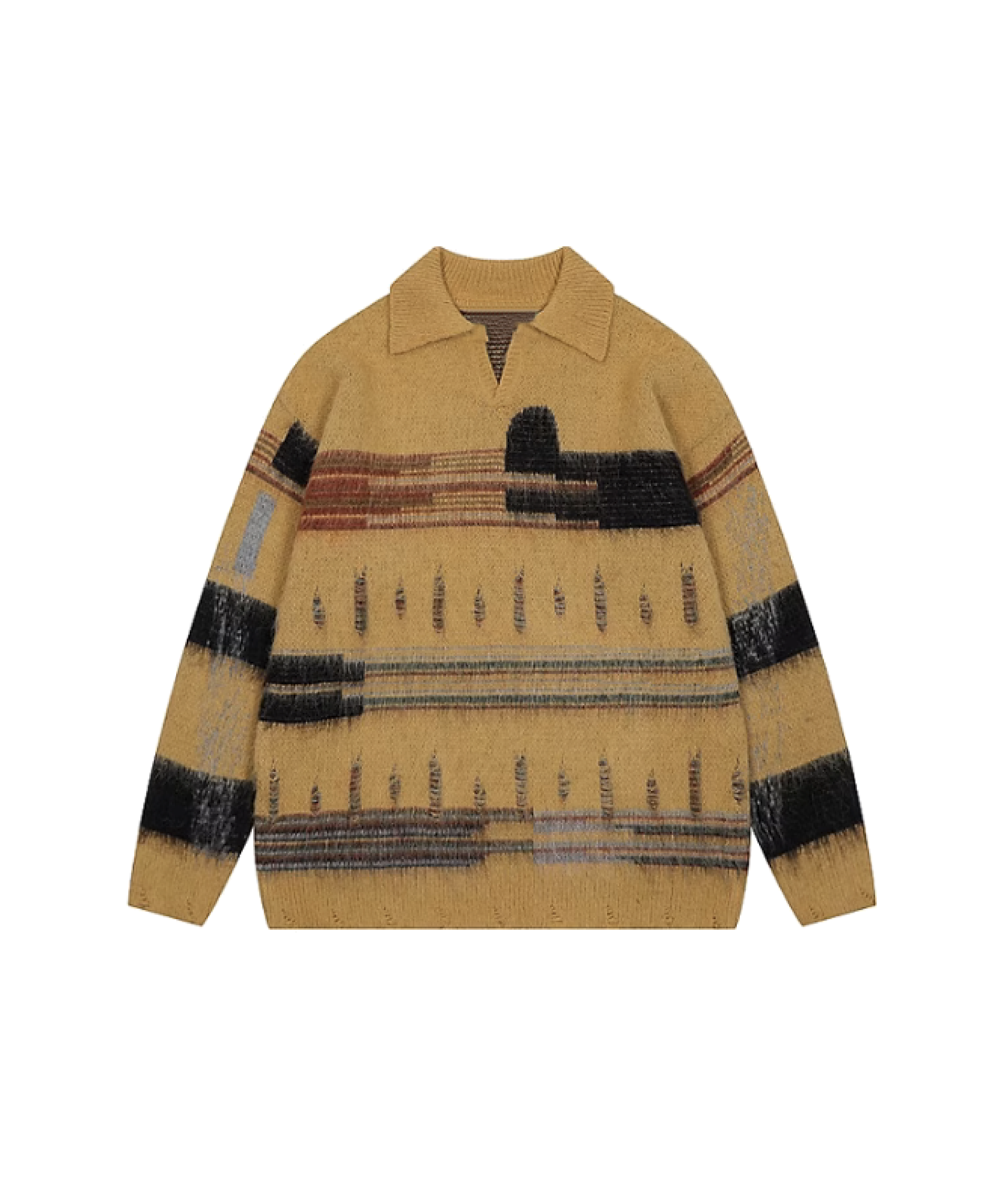 Stately Pattern Distressed Sweater