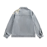 Broken Design Washed Denim Jacket