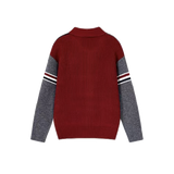 Contrast Color Lapel Cardigan