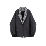 Contrast Lace Plaid Dot Loose Jacket