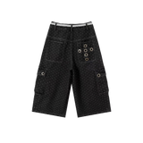 Lace Trim Cargo Dot Denim Pants