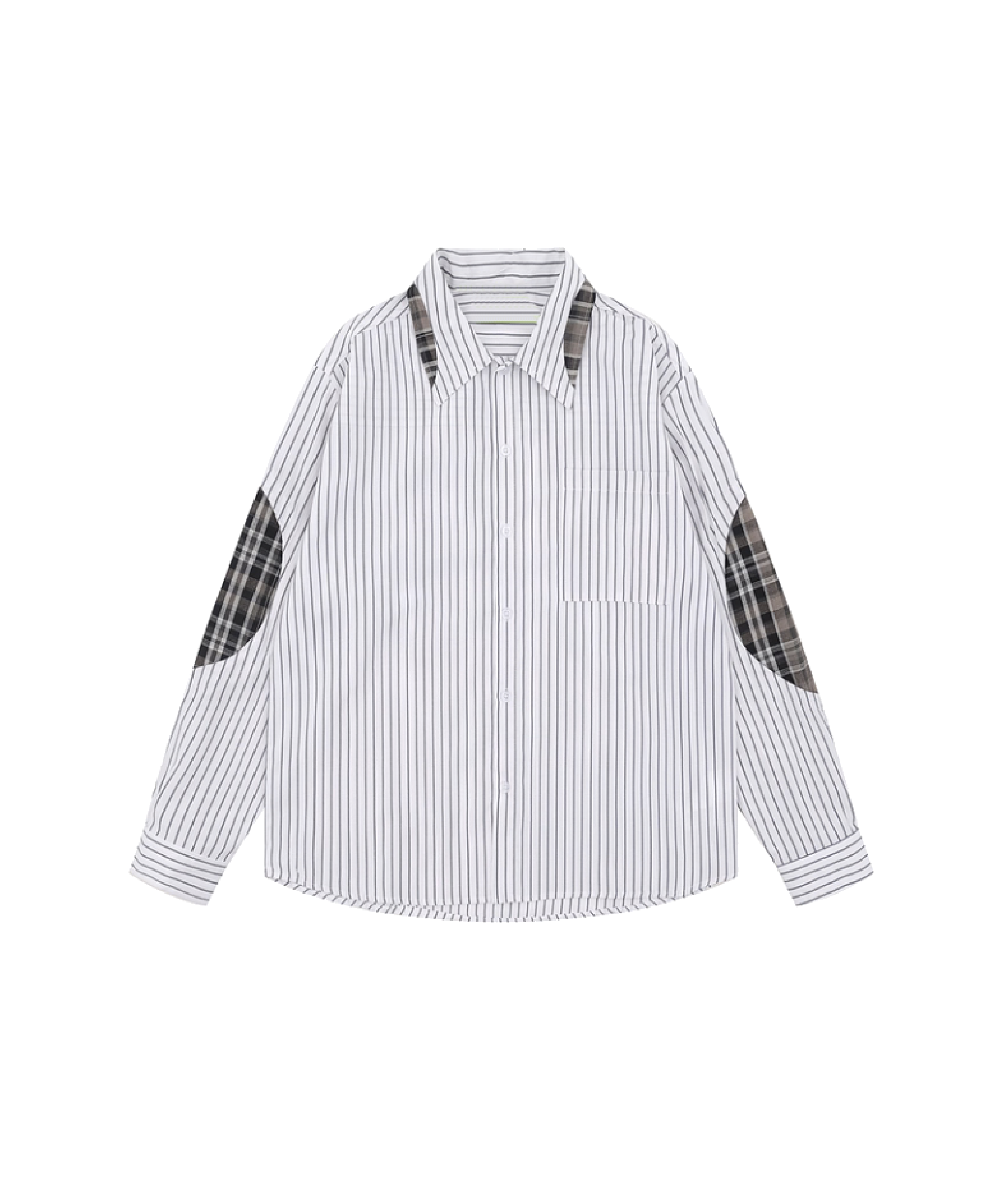 Check Stitching Stripe Shirt