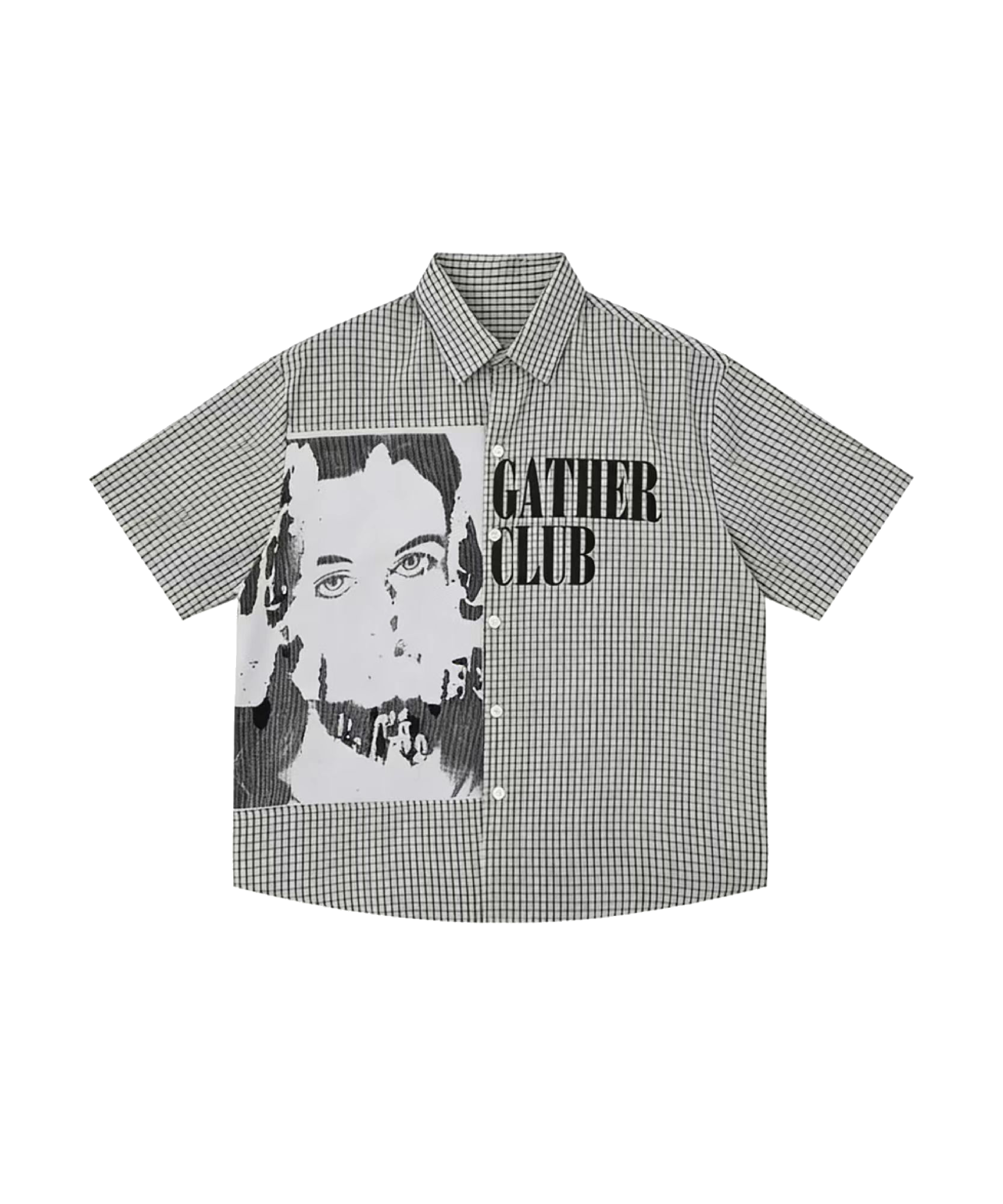 Face Print Check Shirt