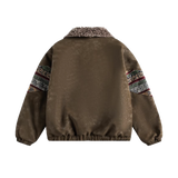 Exotic Pattern Fur Collar Down Jacket