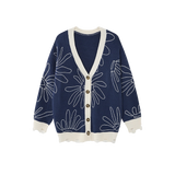 Vintage Outline Flower Pattern Cardigan