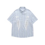 Stripe Lace Corn Appliqué Shirt
