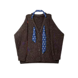 Speckled Marled Cardigan with Scarf Tie