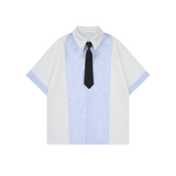 Contrast Block Shirt with Tie