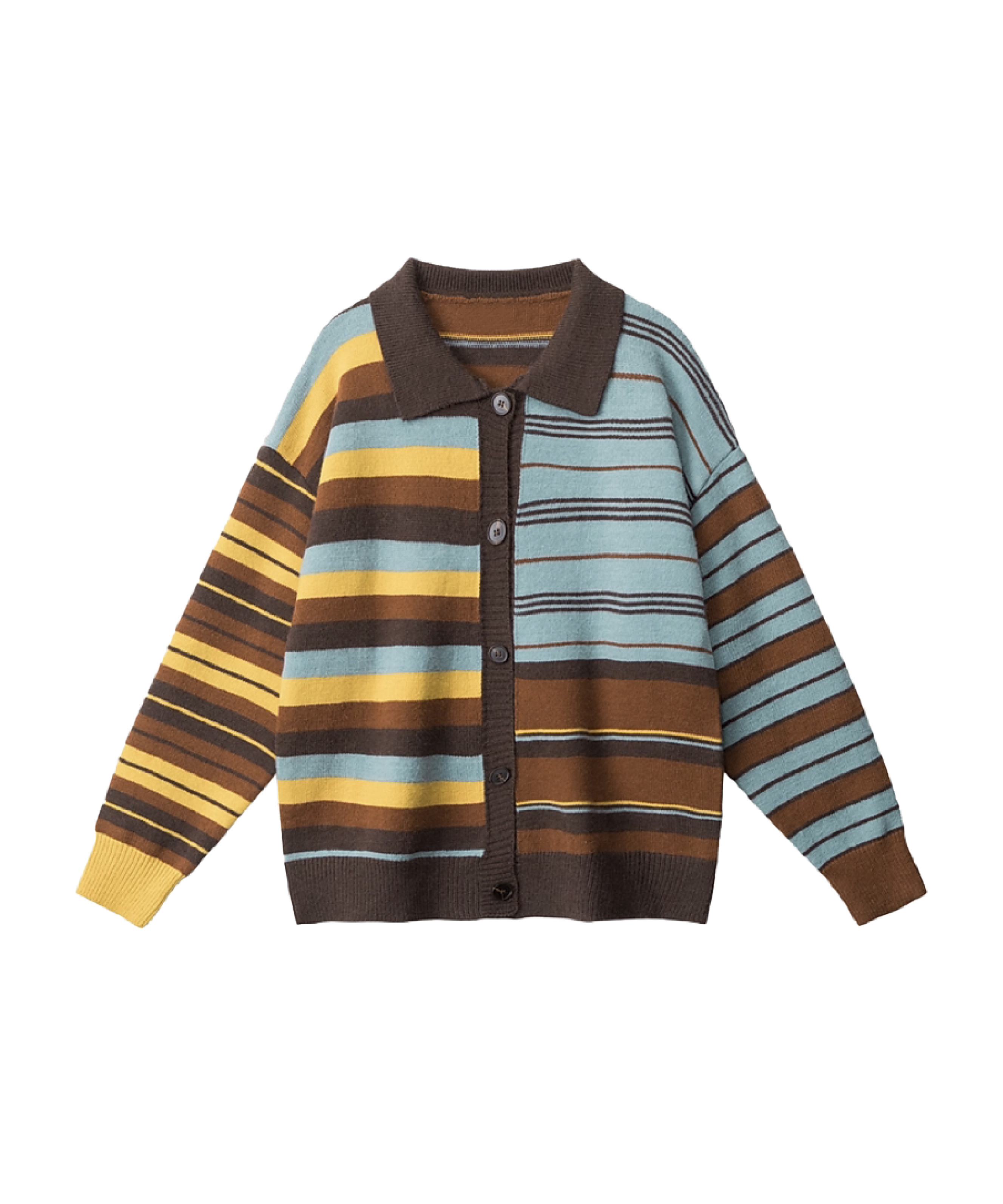 Multiple Stripe Polo Cardigan