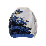 Abstract Blue Motif Sweater